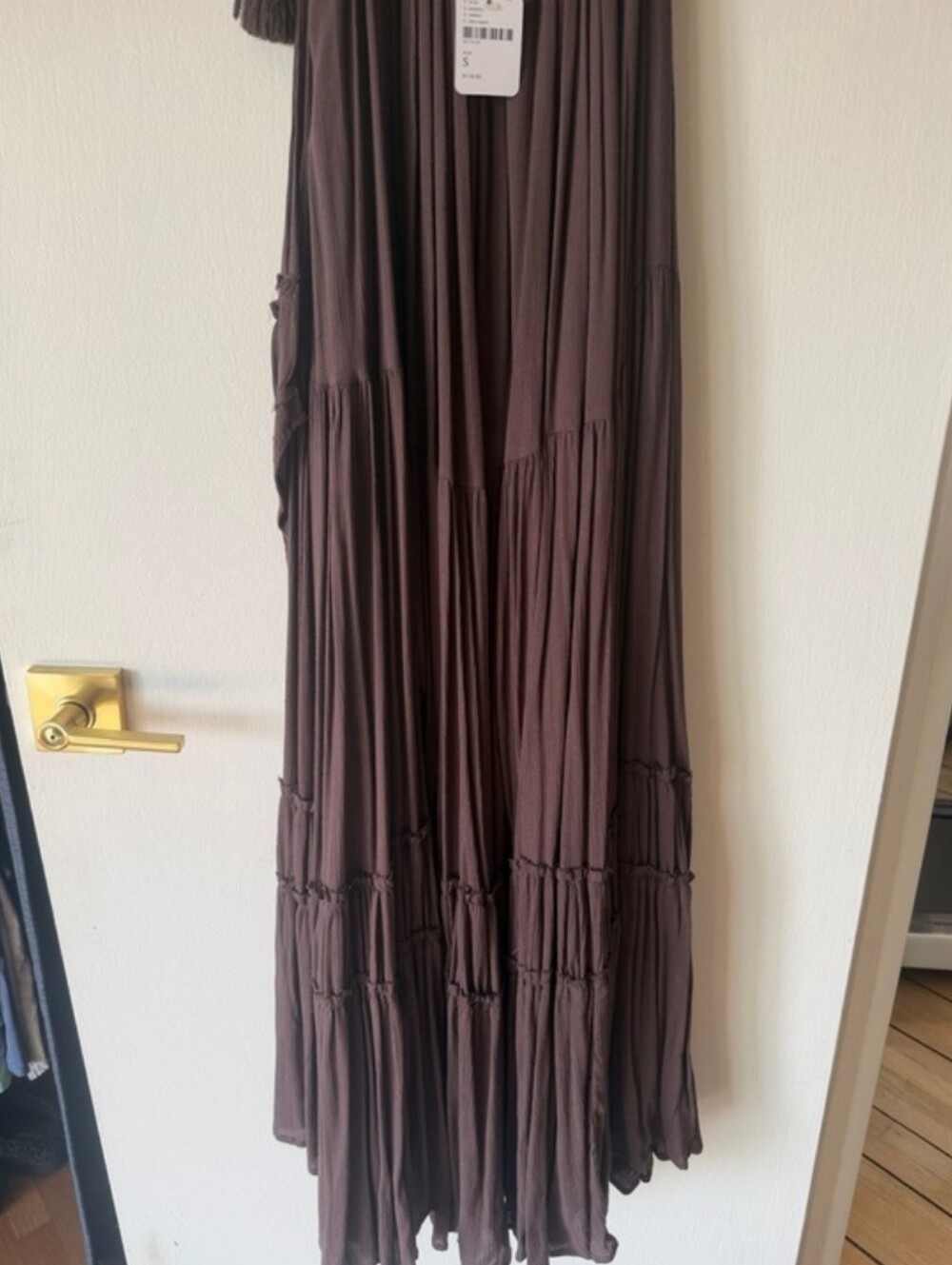 Free People NWT Brown Maxi Dress with Tassel Shoulder Ties - Picture 8 of 8